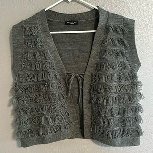 Anthropologie Current Air Shag Knit Sleeveless Sweater Cardigan Vest in Small